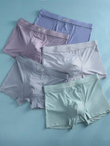 Men'S "VIP" Letter Solid Breathable Boxer Briefs, Regular Fit Casual Stylish Panties, Fashion Comfortable Underwear Set, Summer Outfits 2024 — image 1