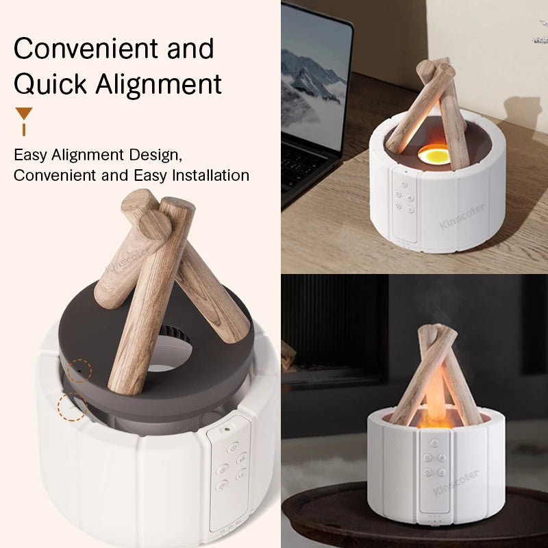 KINSCOTER Simulated Flame Aroma Diffuser Bonfire Air Humidifier Ultrasonic Cool Mist Maker Fogger LED Essential Oil Lamp Difusor — image 6