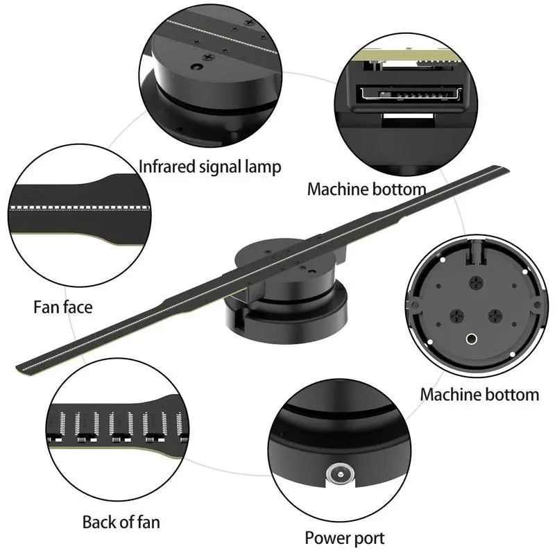 3D Hologram Fan,3D Hologram Projection Light Two Blades 42Cm User-Friendly Plug and Play Holographic Advertising Show LED Lights, Easy Wall Mount Decorations for Holiday Gift — image 6