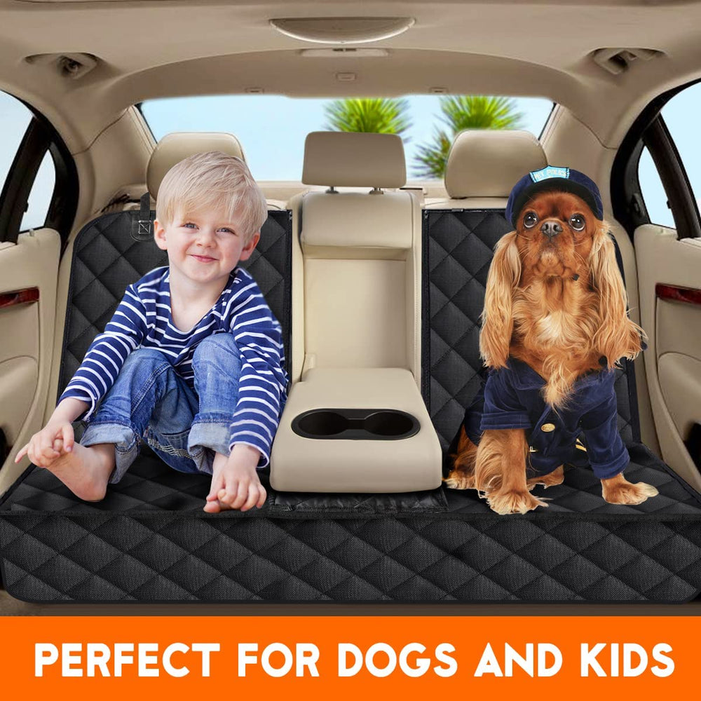 Dog Car Seat Cover, Back Seat Cover for Dogs Pet Car Seat Protector | Waterproof Rear Seat Cover Durable Car Seat Cover, Fits Middle Armrest for Most Cars Suvs Trucks (53” Width)- Black — image 2