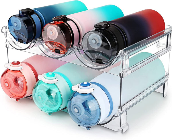 Water Bottle Organizer for Cabinet, Water Bottle Storage Organizer, 2 Packs Water Bottle Storage Rack, Water Bottle Holder for Cabinet, Stackable Water Bottle Storage Rack | 2 Packs Tumbler Organizer, Water Bottle Holder for Cabiner, Fridge, Kitchen, Desk