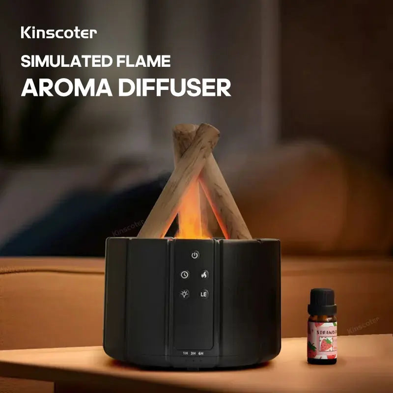 KINSCOTER Simulated Flame Aroma Diffuser Bonfire Air Humidifier Ultrasonic Cool Mist Maker Fogger LED Essential Oil Lamp Difusor — image 7