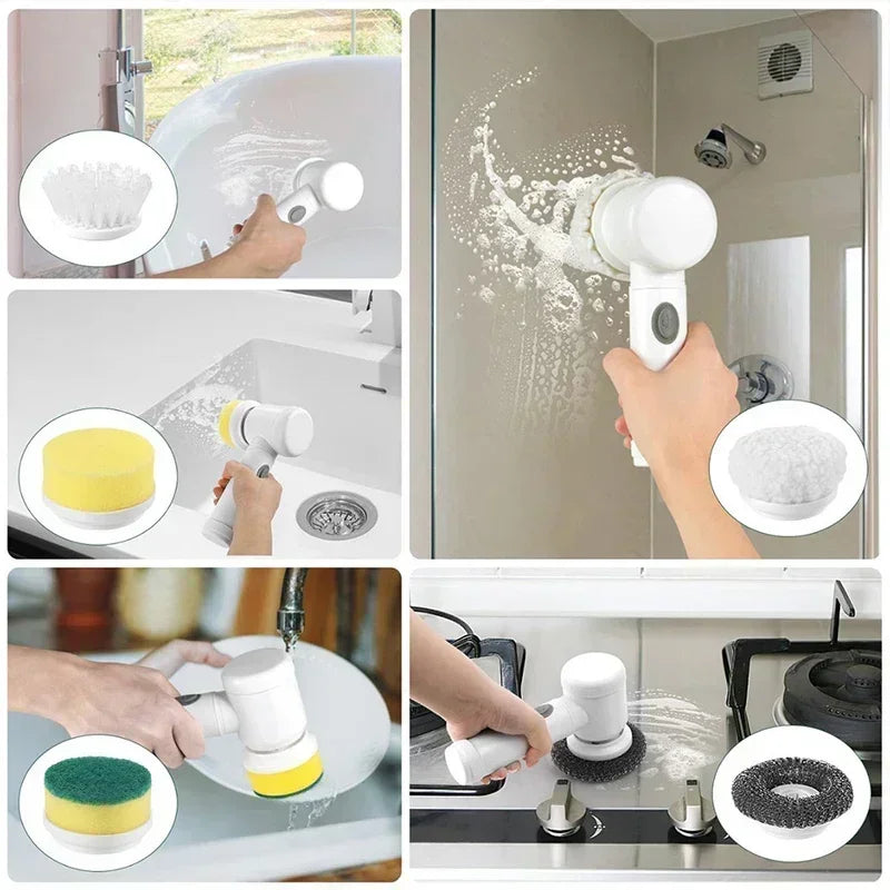 Electric Spin Scrubber Cordless Spin Scrubber with 5 Replaceable Brush Heads Electric Cleaning Brush Cleaning Tools — image 4