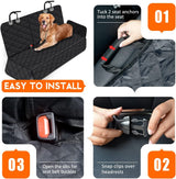 Dog Car Seat Cover, Back Seat Cover for Dogs Pet Car Seat Protector | Waterproof Rear Seat Cover Durable Car Seat Cover, Fits Middle Armrest for Most Cars Suvs Trucks (53” Width)- Black — image 4