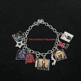 Music Inspired Michael Jackson Charm Bracelet, Vintage Link Chain Bracelet with Microphone, Jacket & Album Charms, Unisex Fan Gift, Back to School — image 8