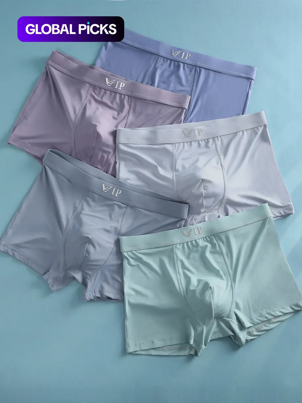 Men'S "VIP" Letter Solid Breathable Boxer Briefs, Regular Fit Casual Stylish Panties, Fashion Comfortable Underwear Set, Summer Outfits 2024 — image 2