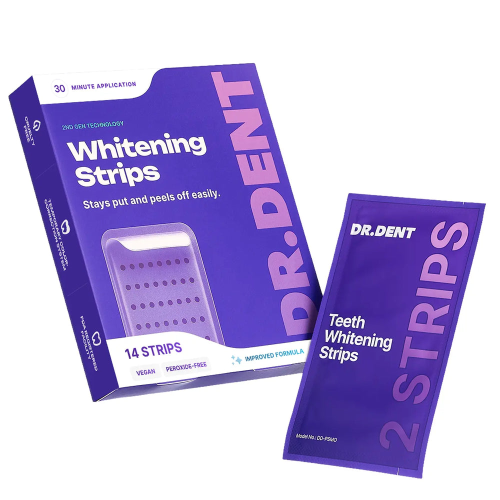 DRDENT Purple Teeth Whitening Strips - 7/21 Whitening Sessions - Non Sensitive Teeth Whitening - Peroxide-Free — image 1