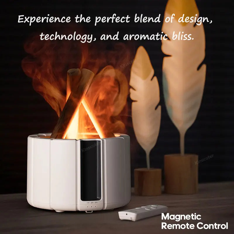KINSCOTER Simulated Flame Aroma Diffuser Bonfire Air Humidifier Ultrasonic Cool Mist Maker Fogger LED Essential Oil Lamp Difusor — image 3