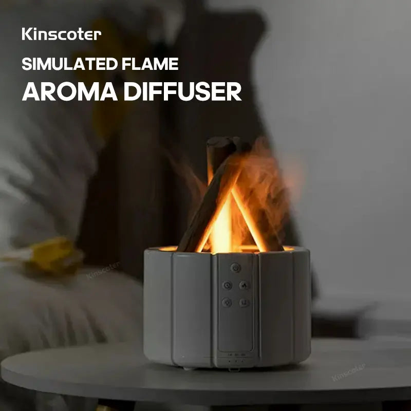 KINSCOTER Simulated Flame Aroma Diffuser Bonfire Air Humidifier Ultrasonic Cool Mist Maker Fogger LED Essential Oil Lamp Difusor — image 2