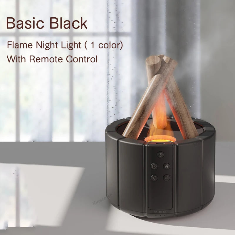 KINSCOTER Simulated Flame Aroma Diffuser Bonfire Air Humidifier Ultrasonic Cool Mist Maker Fogger LED Essential Oil Lamp Difusor — image 1