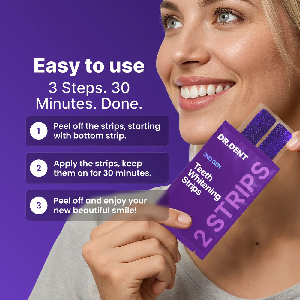 DRDENT Purple Teeth Whitening Strips - 7/21 Whitening Sessions - Non Sensitive Teeth Whitening - Peroxide-Free — image 4