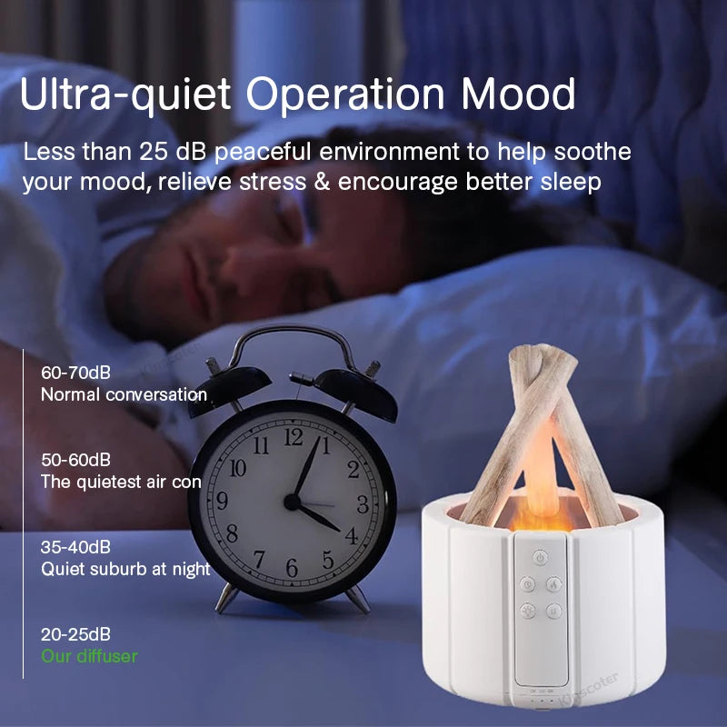 KINSCOTER Simulated Flame Aroma Diffuser Bonfire Air Humidifier Ultrasonic Cool Mist Maker Fogger LED Essential Oil Lamp Difusor — image 4