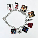Music Inspired Michael Jackson Charm Bracelet, Vintage Link Chain Bracelet with Microphone, Jacket & Album Charms, Unisex Fan Gift, Back to School — image 3