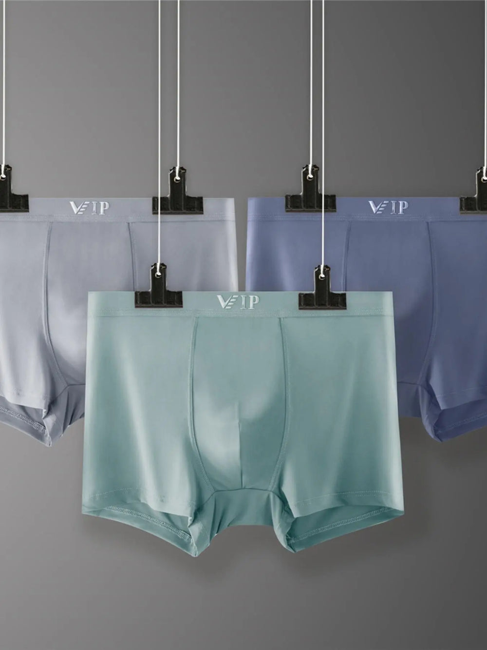 Men'S "VIP" Letter Solid Breathable Boxer Briefs, Regular Fit Casual Stylish Panties, Fashion Comfortable Underwear Set, Summer Outfits 2024 — image 3